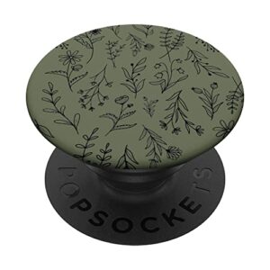 olive green wildflower floral flower pattern popsockets swappable popgrip