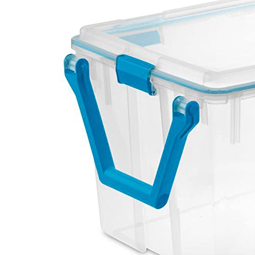 Sterilite 120 Quart Clear Plastic Wheeled Storage Container Box Bin with Air Tight Gasket Seal Latching Clear Lid Long Term Organizing Solution