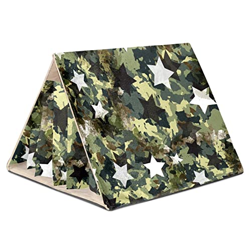 Camouflage Green Retro Star White, Guinea Pig Hideout for Small Animal Hamster Gerbils Chipmunks Squirrels Hedgehogs Guinea Pig Bed