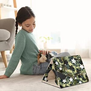 Camouflage Green Retro Star White, Guinea Pig Hideout for Small Animal Hamster Gerbils Chipmunks Squirrels Hedgehogs Guinea Pig Bed