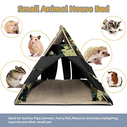 Camouflage Green Retro Star White, Guinea Pig Hideout for Small Animal Hamster Gerbils Chipmunks Squirrels Hedgehogs Guinea Pig Bed