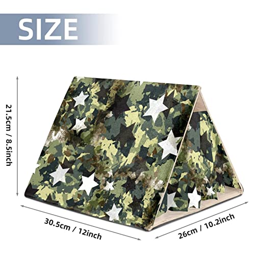 Camouflage Green Retro Star White, Guinea Pig Hideout for Small Animal Hamster Gerbils Chipmunks Squirrels Hedgehogs Guinea Pig Bed