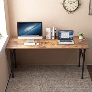 Computer Desk,62 Inch Large Desk Modern Simple Style Folding Tables,Home Office Writing Desk, Space Saving Foldable Table, No Install Needed AC5FB-157-S8-US
