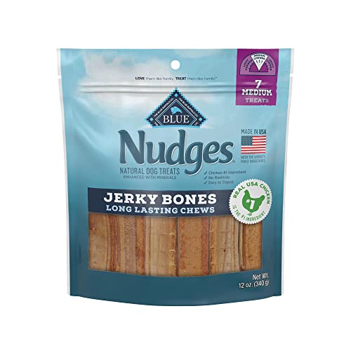 Blue Buffalo Nudges Jerky Bones Natural Dog Bones, Chicken, 12oz Bag