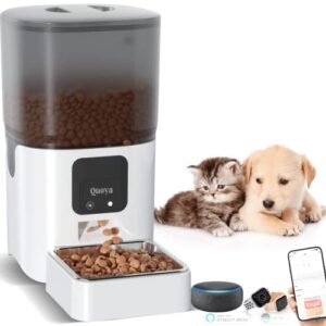 quoya smart automatic pet feeder, large (6l food tank) for dogs and cats【timer/schedule feature, voice and app control, portion size adjustment】 compatible with alexa, siri, apple watch