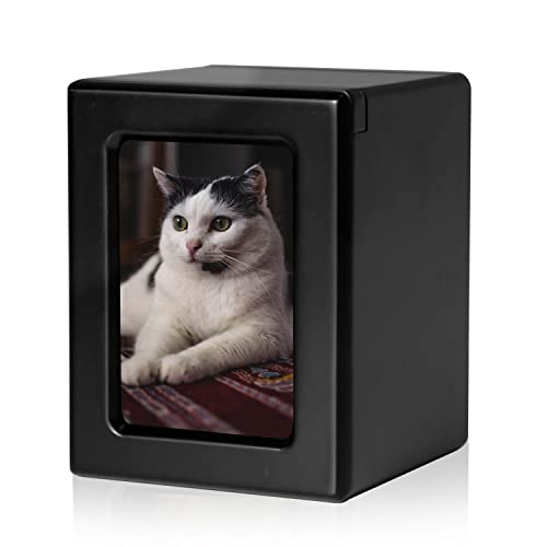 PCS Pet Urns for Cats, Cat Photo Urn, Cat Urn for Ashes, Urns for Cat Ashes, Pet Cremation Box Black-Small