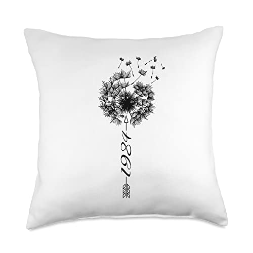 Birthday Costume Gift Idea Women Born 1984 Men Just Year Birthday 1984 Gift Cute Dandelion Flower Breathe Throw Pillow, 18x18, Multicolor