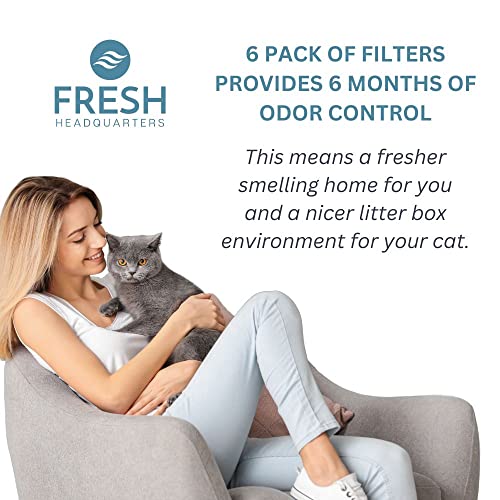 FRESH HEADQUARTERS 6 Pack Replacement Filters Compatible with Litter-Robot 4 – Activated Charcoal Cat Litter Box Filters Eliminate Odors and Easy Installation