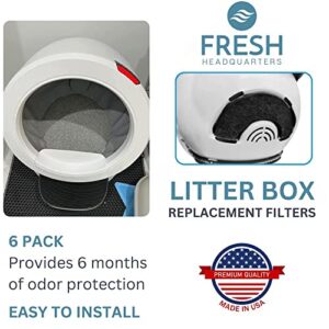 FRESH HEADQUARTERS 6 Pack Replacement Filters Compatible with Litter-Robot 4 – Activated Charcoal Cat Litter Box Filters Eliminate Odors and Easy Installation