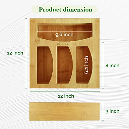 Bioploc Ziploc Bag Organizer Bag Storage Combo for Kitchen Drawer + 25 Ecologyc Bags/Organizer Made off Bamboo