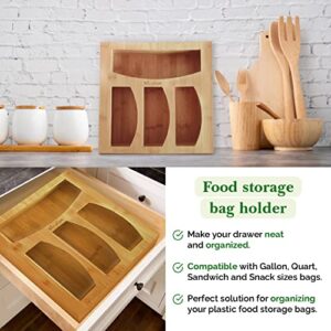 Bioploc Ziploc Bag Organizer Bag Storage Combo for Kitchen Drawer + 25 Ecologyc Bags/Organizer Made off Bamboo