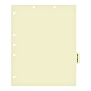 individual chart divider sheets used to build chart divider sets for medical practices, 1/6th cut, tabs on side, position: #5, text: miscellaneous, color: clear (pack of 100)