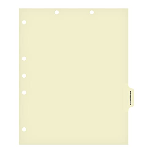 Individual Chart Divider Sheets Used to Build Chart Divider Sets for Medical Practices, 1/6th Cut, Tabs on Side, Position: #5, Text: Miscellaneous, Color: Clear (Pack of 100)