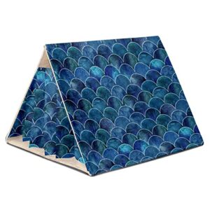dark blue mermaid fish scales, hamster hideout house bed for gerbils chipmunks squirrels hedgehogs guinea pigs small animal cage habitat decor