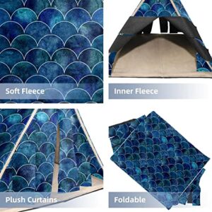 Dark Blue Mermaid Fish Scales, Hamster Hideout House Bed for Gerbils Chipmunks Squirrels Hedgehogs Guinea Pigs Small Animal Cage Habitat Decor