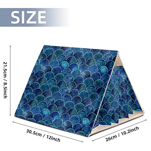 Dark Blue Mermaid Fish Scales, Hamster Hideout House Bed for Gerbils Chipmunks Squirrels Hedgehogs Guinea Pigs Small Animal Cage Habitat Decor