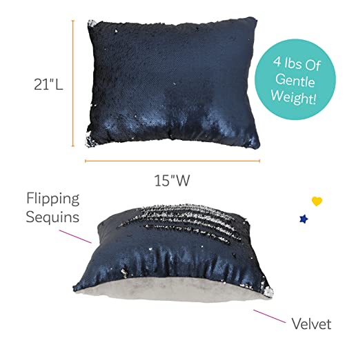 Fun and Function Weighted Sequin Pillow - Sensory Pillow with Reversible Sequins - 4 lb Weighted Lap Pad for Kids - Sensory Weighted Pillow - Calming Fidget Cushion for Sensory Needs - for Ages 3+