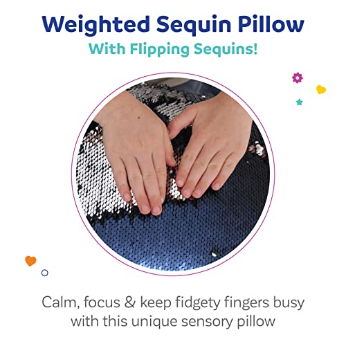 Fun and Function Weighted Sequin Pillow - Sensory Pillow with Reversible Sequins - 4 lb Weighted Lap Pad for Kids - Sensory Weighted Pillow - Calming Fidget Cushion for Sensory Needs - for Ages 3+