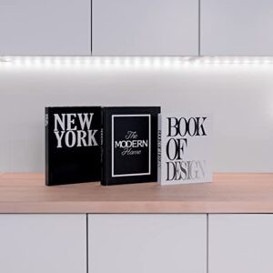 Set of 3 Decorative Books for Home Decor - XL Coffee Table Decoration Books - Best Display Books - Book Decorations - Modern Hardcover Book Stack - Fashion Designer Book Set - New York/Black/White