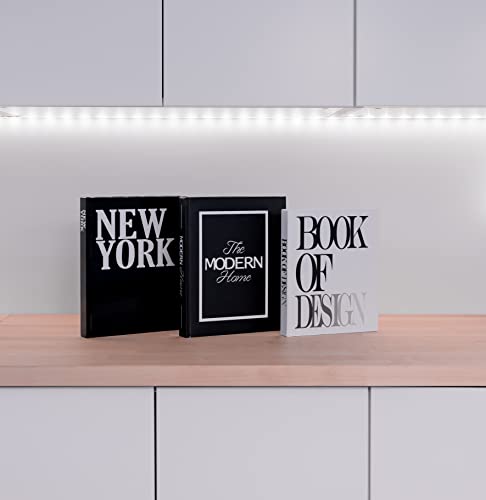 Set of 3 Decorative Books for Home Decor - XL Coffee Table Decoration Books - Best Display Books - Book Decorations - Modern Hardcover Book Stack - Fashion Designer Book Set - New York/Black/White