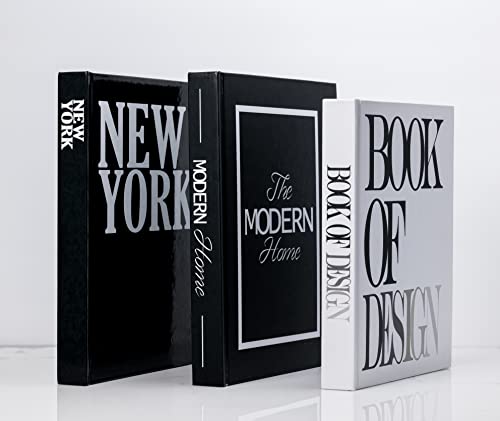 Set of 3 Decorative Books for Home Decor - XL Coffee Table Decoration Books - Best Display Books - Book Decorations - Modern Hardcover Book Stack - Fashion Designer Book Set - New York/Black/White