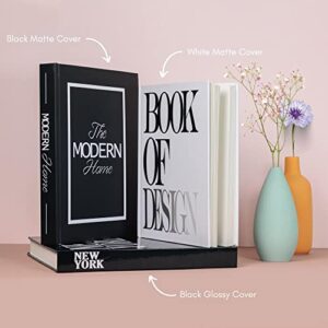 Set of 3 Decorative Books for Home Decor - XL Coffee Table Decoration Books - Best Display Books - Book Decorations - Modern Hardcover Book Stack - Fashion Designer Book Set - New York/Black/White