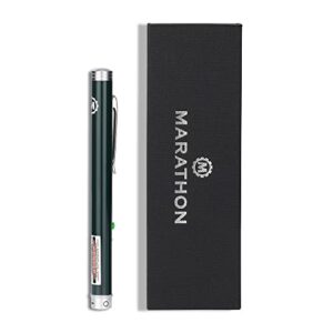 marathon multi symbol laser pointer, green - 20x brighter than red laser - 1 mile night-time range & visible in broad daylight - taa compliant - 4 custom pointers - two aaa batteries included