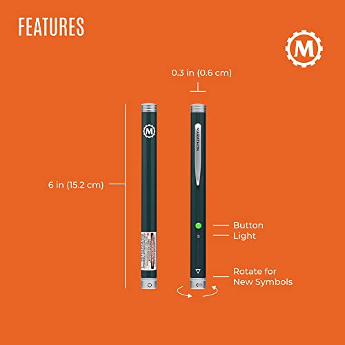 Marathon Multi Symbol Laser Pointer, Green - 20X Brighter Than Red Laser - 1 Mile Night-time Range & Visible in Broad Daylight - TAA Compliant - 4 Custom Pointers - Two AAA Batteries Included