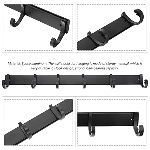 Veemoon 3pcs Mounted Clothes Hooks Xcm Wall with Rack Heavy and Kitchen Home Utility Adhesive Great Holder Foyers Robes Rail Black Coat for Entryway Hallways Bag Towel Purse. Hangers Hat