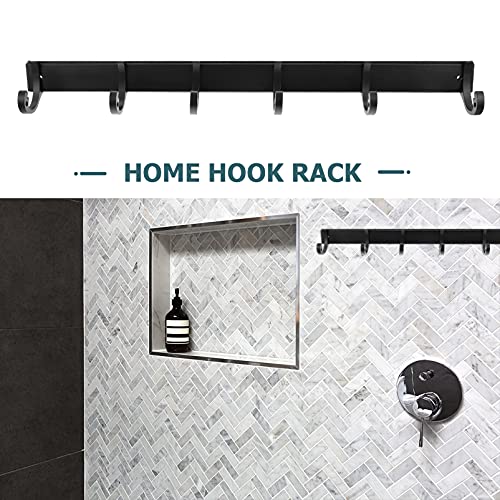 Veemoon 3pcs Mounted Clothes Hooks Xcm Wall with Rack Heavy and Kitchen Home Utility Adhesive Great Holder Foyers Robes Rail Black Coat for Entryway Hallways Bag Towel Purse. Hangers Hat