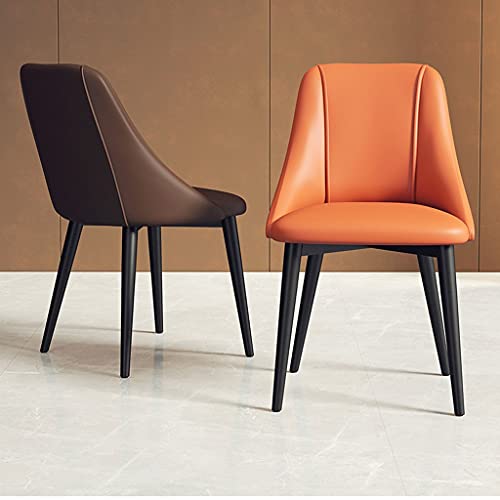 MZLaly Dining Chairs Set of 6,Leather Kitchen Counter Lounge Living Room Reception Chair with Ergonomic Backrest and Metal Legs (Color : Orange)