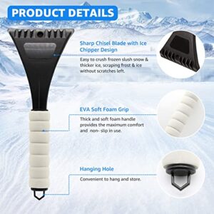 AOGKTON Ice Scrapers for Car Windshield, 2 Pack Snow Brush Scraper for Windows, Frost Snow Ice Removal with Foam Handle for Car Truck SUV, Scratch-Free