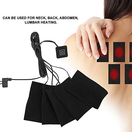 Portable Cloth Heaters, Clothes Heating Pad with 5pcs Heating Element, USB Electric Heated Pad Adjustable Temperature Warmer for Outdoor Winter Clothes Seat Pet Dogs and Cats Warmer