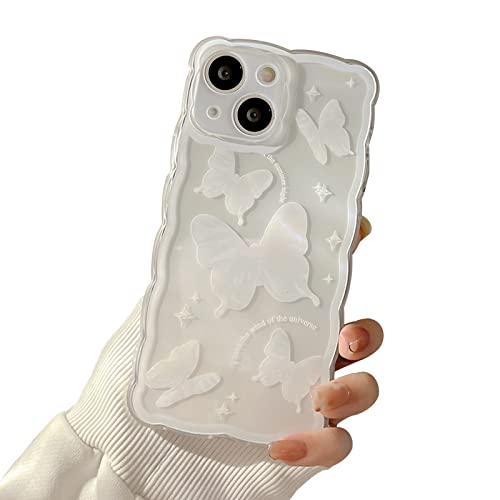 NITITOP Compatible for iPhone 14 Plus Case Clear Cute Butterfly Pattern Hollow Design for Women Girls Soft TPU Shockproof Protevtice Case for iPhone 14 Plus - Crystal Butterfly