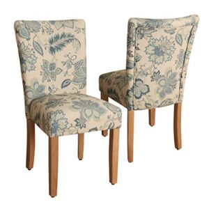 homepop parsons classic dining room tables and chairs, pack of 2, blue floral