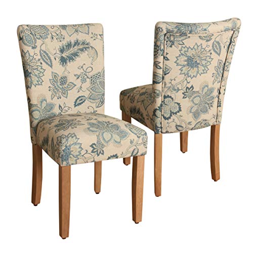 HomePop Parsons Classic Dining Room Tables and Chairs, Pack of 2, Blue Floral