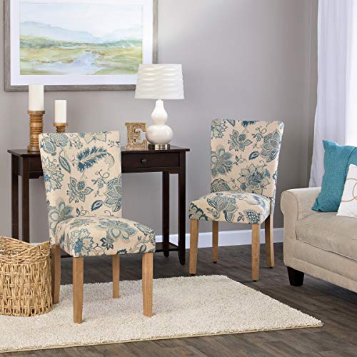 HomePop Parsons Classic Dining Room Tables and Chairs, Pack of 2, Blue Floral