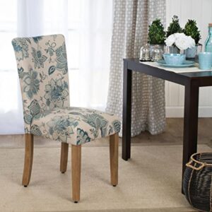 HomePop Parsons Classic Dining Room Tables and Chairs, Pack of 2, Blue Floral