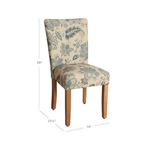 HomePop Parsons Classic Dining Room Tables and Chairs, Pack of 2, Blue Floral