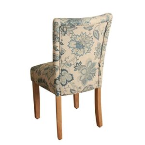 HomePop Parsons Classic Dining Room Tables and Chairs, Pack of 2, Blue Floral