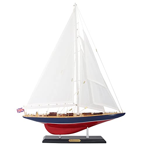 NAUTIMALL Wooden Sailboat Decor Ship Model 28" Endeavour America's Cup Scale Yacht Replica Nautical Home Accents