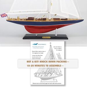 NAUTIMALL Wooden Sailboat Decor Ship Model 28" Endeavour America's Cup Scale Yacht Replica Nautical Home Accents