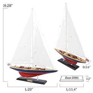 NAUTIMALL Wooden Sailboat Decor Ship Model 28" Endeavour America's Cup Scale Yacht Replica Nautical Home Accents