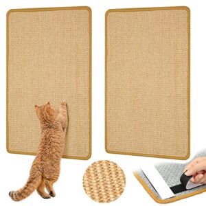 graciadeco carpet cat scratching mat sisal, 2 packs sisal fabric large 23.6" x 15.7" cat scratching pad for indoor cats with adhesive hook loop tape, cat scratching rug wall scratchers for indoor cats