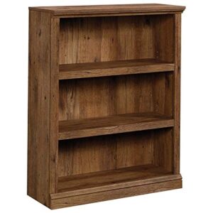 pemberly row contemporary 3-shelf wood bookcase in vintage oak