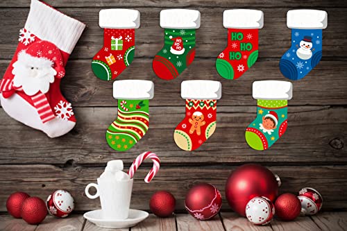 SICOHOME Christmas Cut-Outs for Classroom 4"x6" Assorted Xmas Stocking Cut-Outs with Glue Point Dots for Winter Bulletin Board Classroom School Christmas Candy Party Decorations