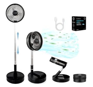 usb rechargeable battery operated fan for home – adjustable standing fan with adjustable height – 8-inch portable wireless foldable rotating travel fan – foldaway fan for desk, table, office, bedroom