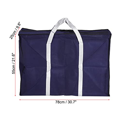 PATIKIL Storage Tote with Zippers, 30.7" Length Foldable Heavy Moving Tote Bags for Bedding Clothes, Blue