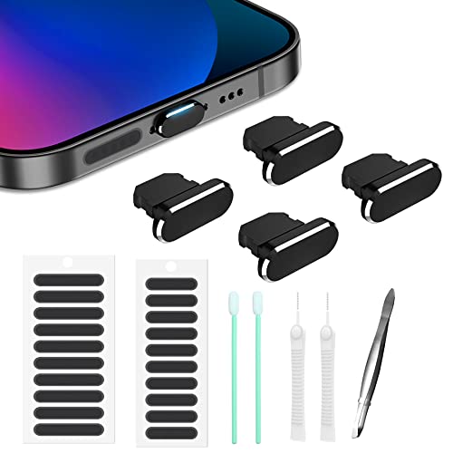 Gavemi iPhone Dust Plug Compatible with iPhone and AirPods, Lightning Port Plug Protector Charging Port Anti Dust Cover Includes Speaker Cover (Black)