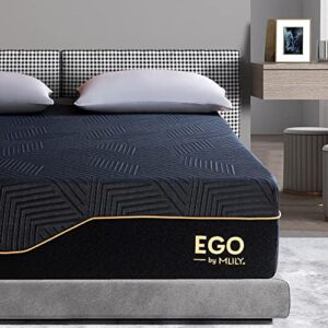 EGOHOME 14 Inch Queen Memory Foam Mattress for Back Pain, Cooling Gel Bed in a Box, Made in USA, CertiPUR-US Certified, Therapeutic Medium Mattress, 60”x80”x14”, Black